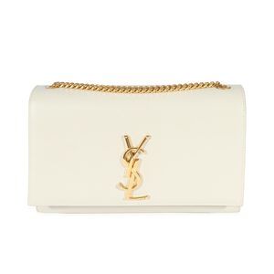 Saint Laurent Blanc Grain De Poudre Medium Monogram Kate Bag